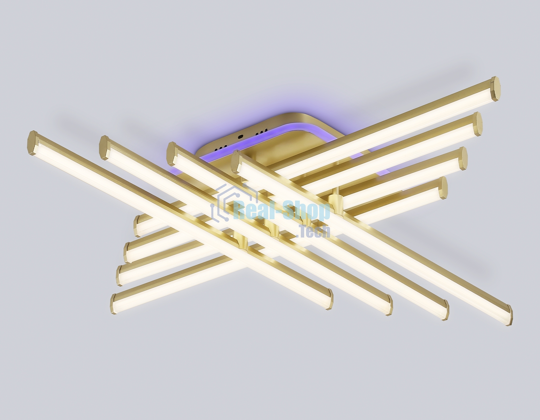 Потолочный светодиодный светильник Ambrella light FL6263 GD золото 115W 3000K-6400K+RGB 810*810*130 (ПДУ ИК)