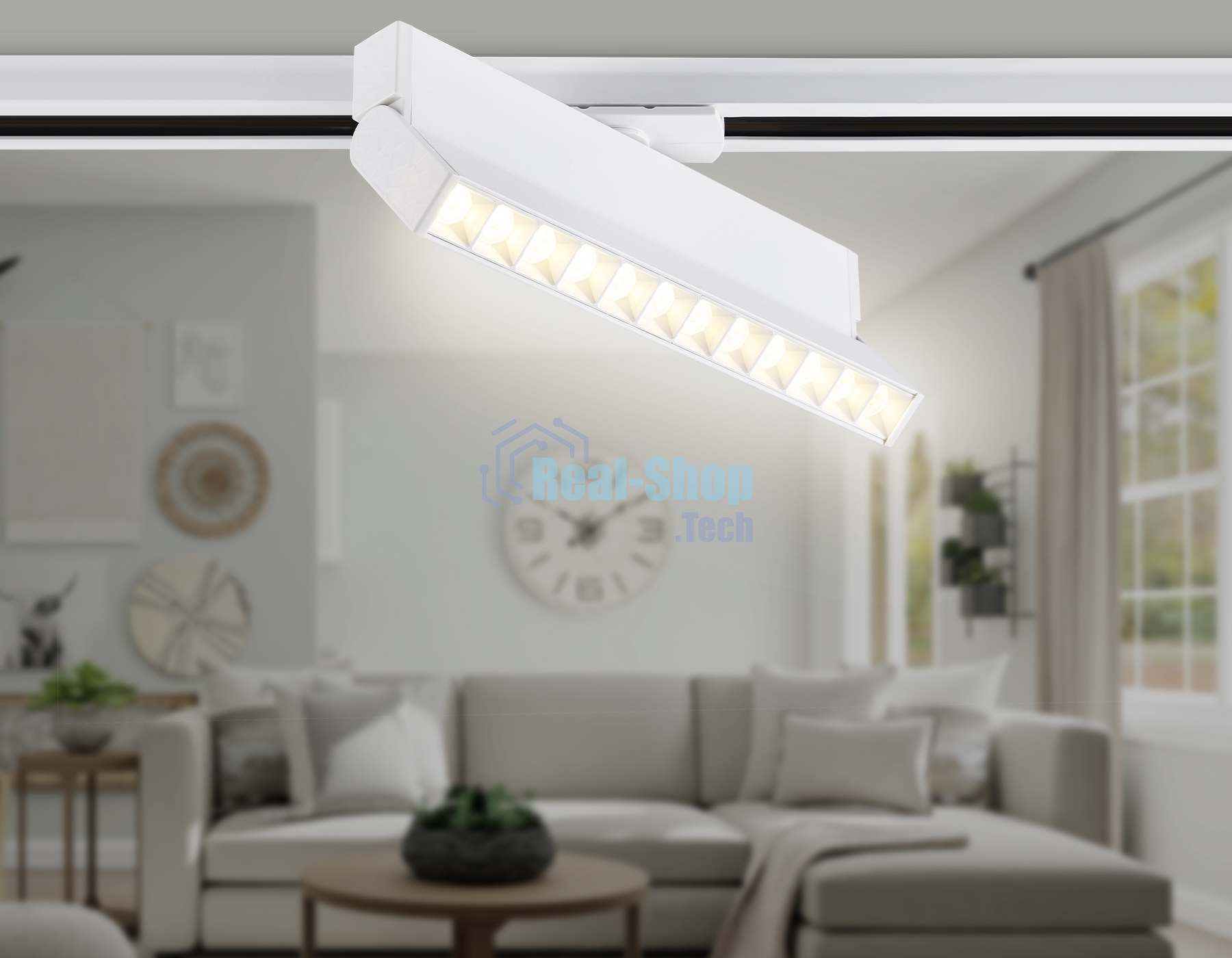 Трековый однофазный светодиодный светильник Ambrella light GL6815 WH белый LED 12W 3000K 24° 230*22*87
