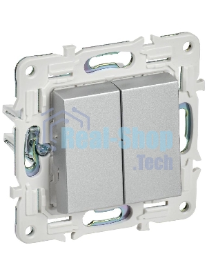 IEK SKANDY Серебряный Выключатель 2-клавишный проходной 10А SK-V05S