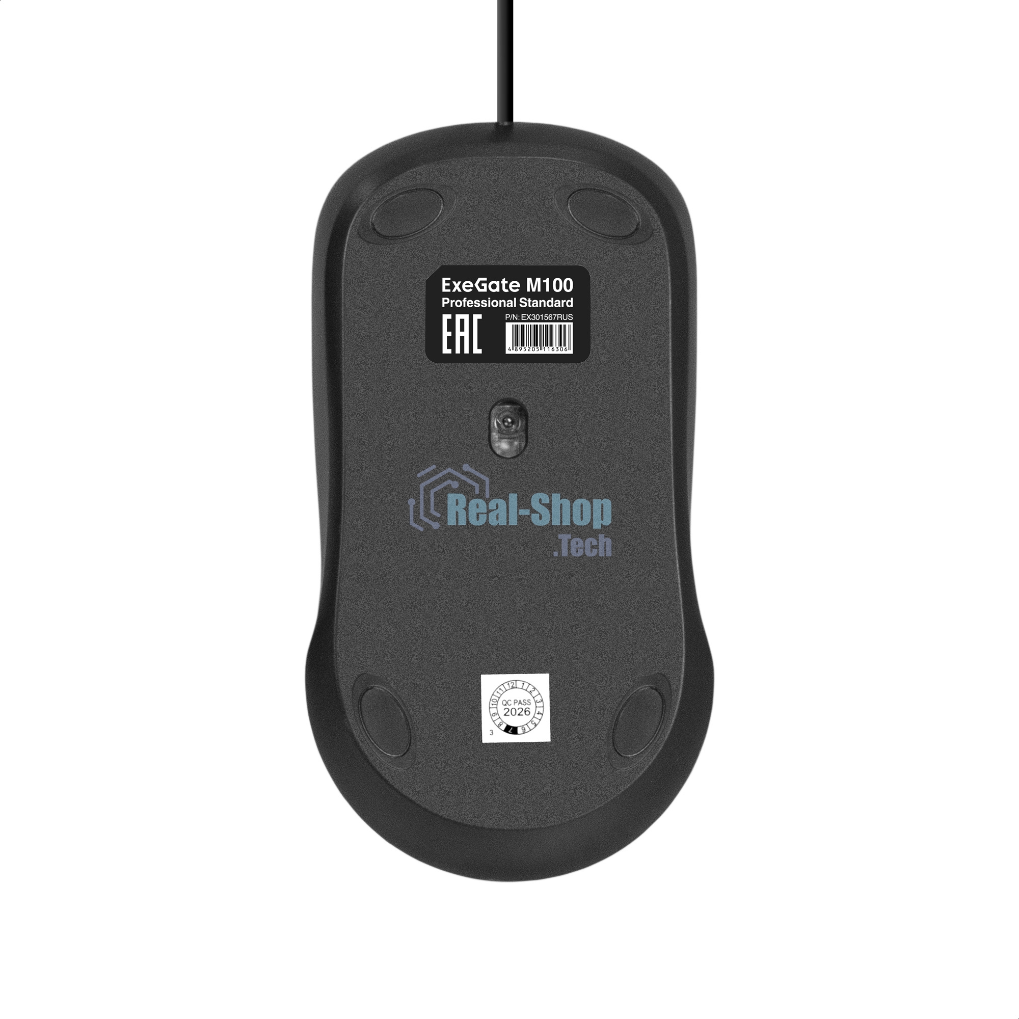 Мышь ExeGate Professional Standard M100 (USB, оптическая, 1200dpi, 3D, 3 кнопки (включая колесо прокрутки), длина кабеля 1,8м, черная, подсветка, RTL)