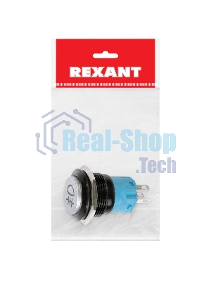 Кнопка антивандальная Rexant Ø19 Фикс 12В (2с) ON-OFF зеленая (Противотуманки)
