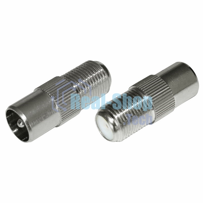 Переходник антенный, (гнездо F - штекер TV), (1 шт.) Rexant