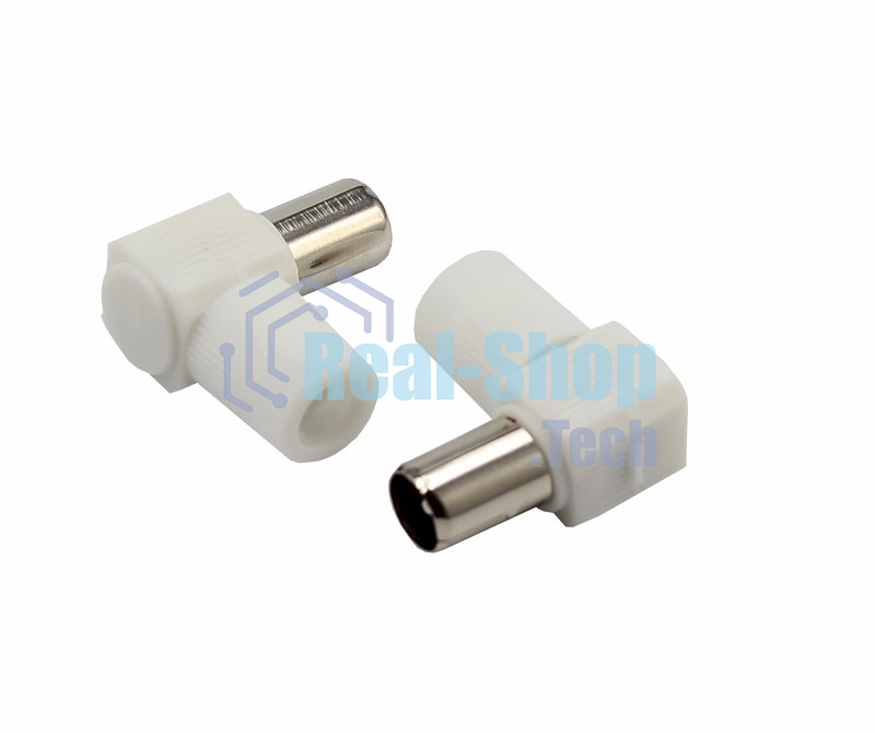 Разъем штекер TV Rexant без пайки белый угловой