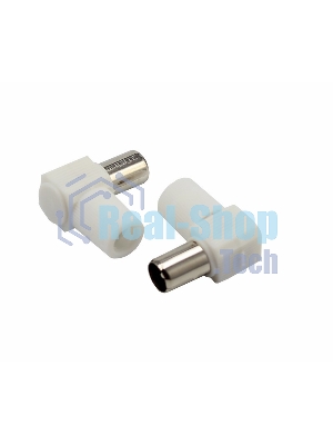 Разъем штекер TV Rexant без пайки белый угловой