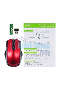 Мышь беспроводная Acer OMR032 черный/красный, 1600 dpi, радиоканал, USB, кнопки - 4