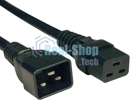 Кабель питания IEC 320 C19 - IEC 320 C20 (3x1.5), 16A, прямая вилка, 1м, черный Hyperline PWC-IEC19-IEC20-1.0-BK