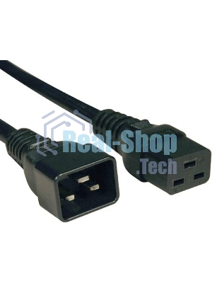 Кабель питания IEC 320 C19 - IEC 320 C20 (3x1.5), 16A, прямая вилка, 1м, черный Hyperline PWC-IEC19-IEC20-1.0-BK