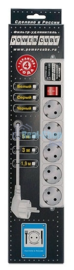 Сетевой фильтр Powercube SPG-B-6-WHITE 1.9 м (5 розеток) белый (коробка)