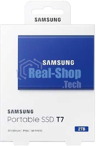 Внешний SSD Samsung T7, 2TB, USB 3.2 Gen 2 Type-C, R/W 1050/1000, синий