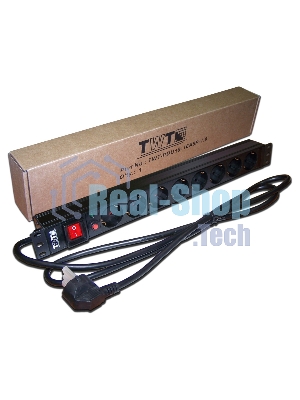 Блок распределения питания Lanmaster TWT-PDU19-16A8P-3.0 гор.размещ. 8xSchuko базовые 16A C14 3м