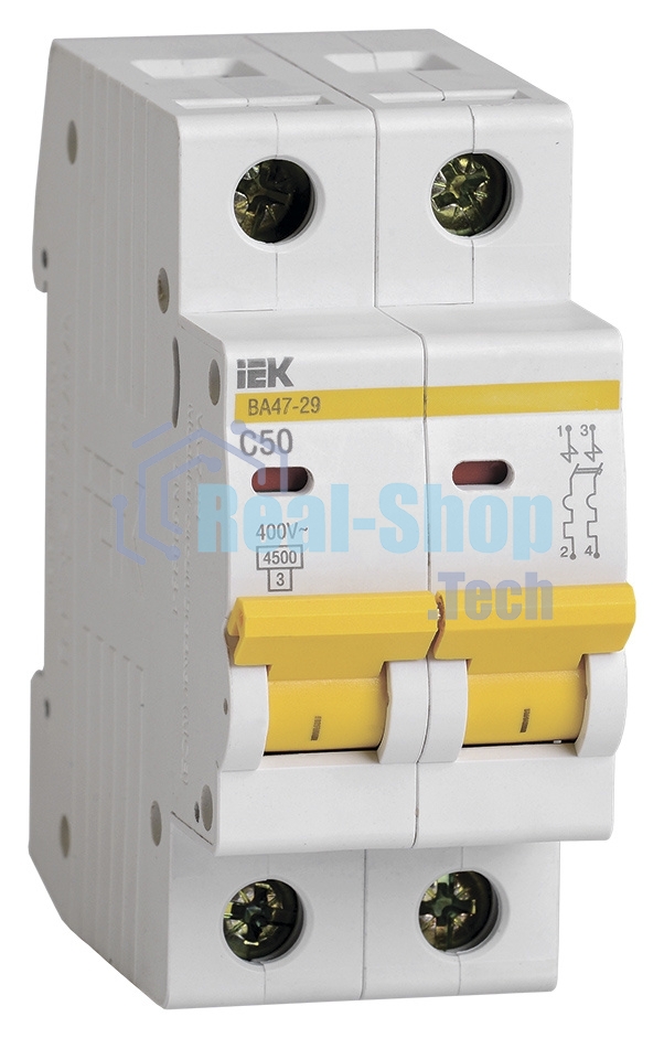 Выключатель автоматический Iek MVA20-2-050-C ВА47-29 2Р 50А 4,5кА х-ка С ИЭК