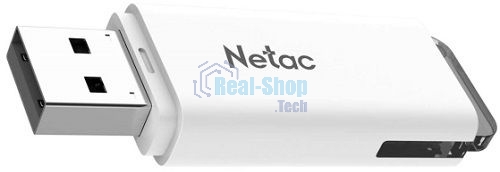 Флешка USB Netac U185, 64Gb, USB 2.0, NT03U185N-064G-20WH, с колпачком, пластиковая белая