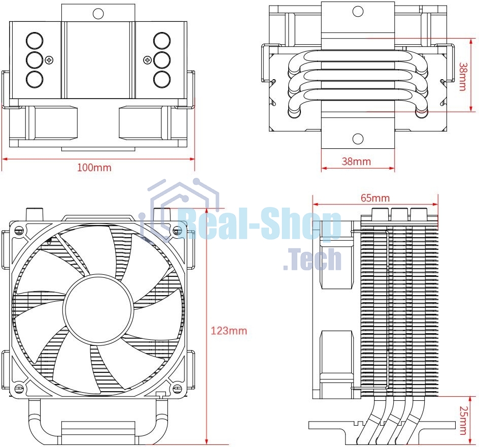 Кулер ID-COOLING SE-903-XT черный 92мм алюминий/медь 2200rpm 26db 4-pin 130w 123мм