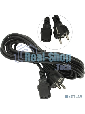 Кабель питания ExeGate Special PC-5S (Евровилка Schuko->С13) 3*0.75, CCA, черный, 5м