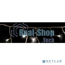 Новогодние светоукрашения Neon-night Гирлянда Айсикл (бахрома) светодиодный, 1,8 х 0,5 м, белый провод, 220В, диоды белые