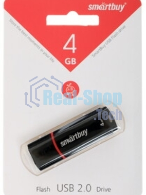 Флешка USB Smartbuy Crown black (SB4GBCRW-K), 4Gb, USB 2.0, R/W 25/15, черный/красный