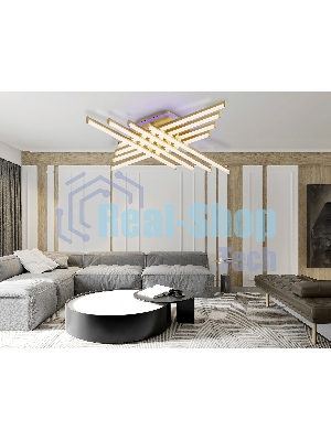 Потолочный светодиодный светильник Ambrella light FL6263 GD золото 115W 3000K-6400K+RGB 810*810*130 (ПДУ ИК)