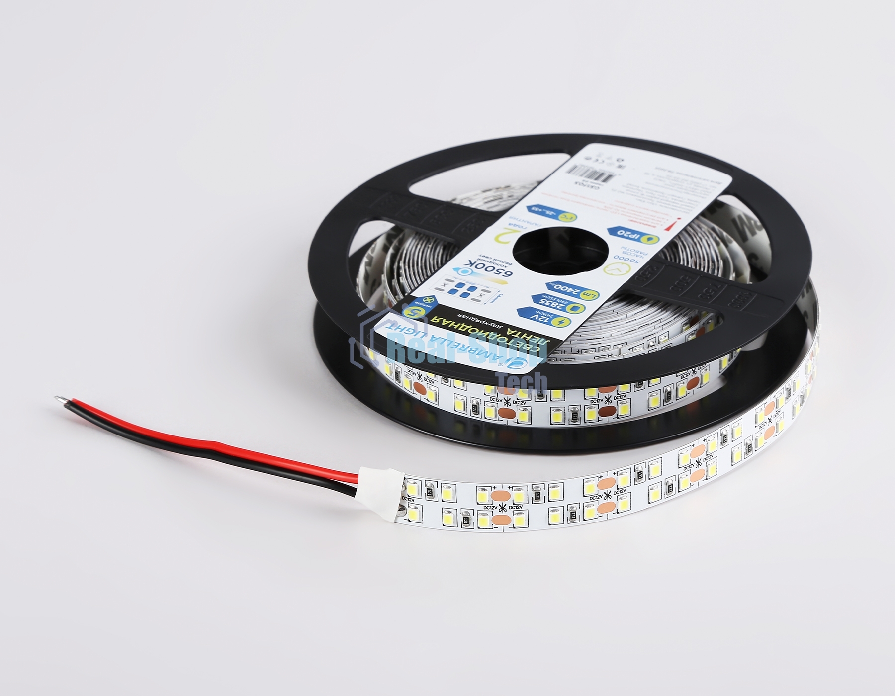Светодиодная лента Ambrella light GS1703 2835 240Led/ 24W m/ 12V IP20 6500K/ 5000*10*1.2mm (2 конт.)