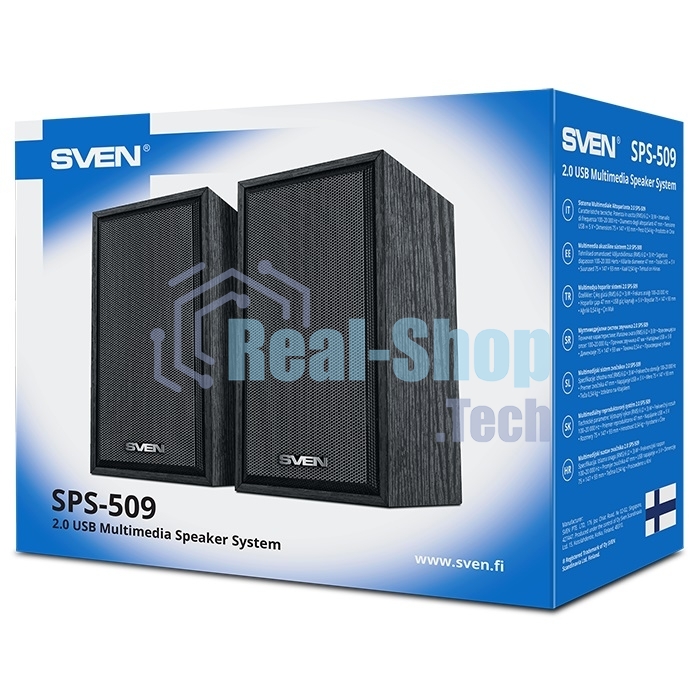 Акустическая система 2.0 (2x3W, USB+БП) дерево, черный SVEN SPS-509