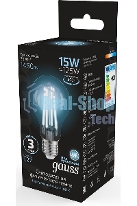 Лампа cветодиодная Gauss Filament А60 15W 1450lm 4100К Е27 LED 1/10/40