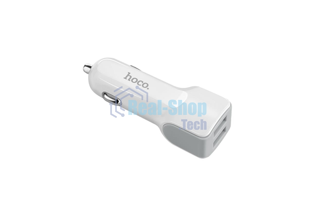 Автомобильное зарядное устройство HOCO z23 grand style dual-port car charger set with lightning cable, белый
