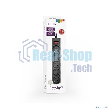 Сетевой фильтр CBR CSF 2505-1.8 Black CB, 5 евророзеток, длина кабеля 1,8 метра, цвет черный (коробка)