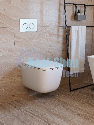 Инсталляция с унитазом комплект BAU IDEAL 6 в 1: унитаз подвесной безободковый торнадо Bau Dream 51х35, быстросъемное сиденье микролифт, кнопка смыва BAU Round, белый/хром