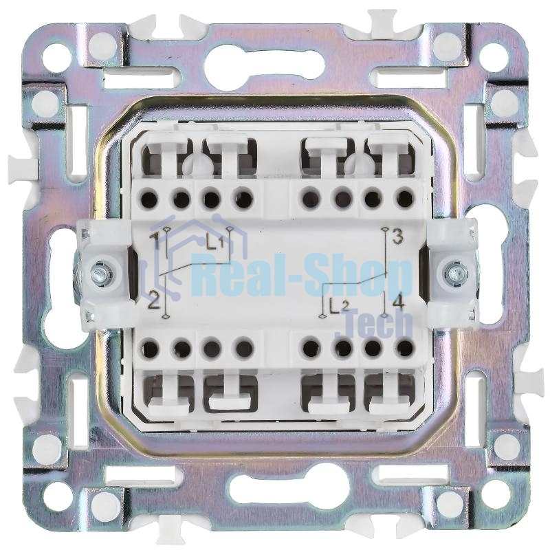 IEK SKANDY Серебряный Выключатель 2-клавишный проходной 10А SK-V05S