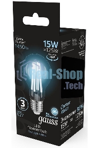 Лампа cветодиодная Gauss Filament А60 15W 1450lm 4100К Е27 LED 1/10/40