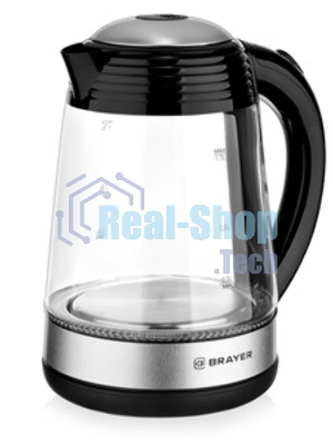 Чайник электрический BRAYER BR1012 2200 Вт, 1.7 л, высококач.стекло, подсвет, автоотключ при закипании