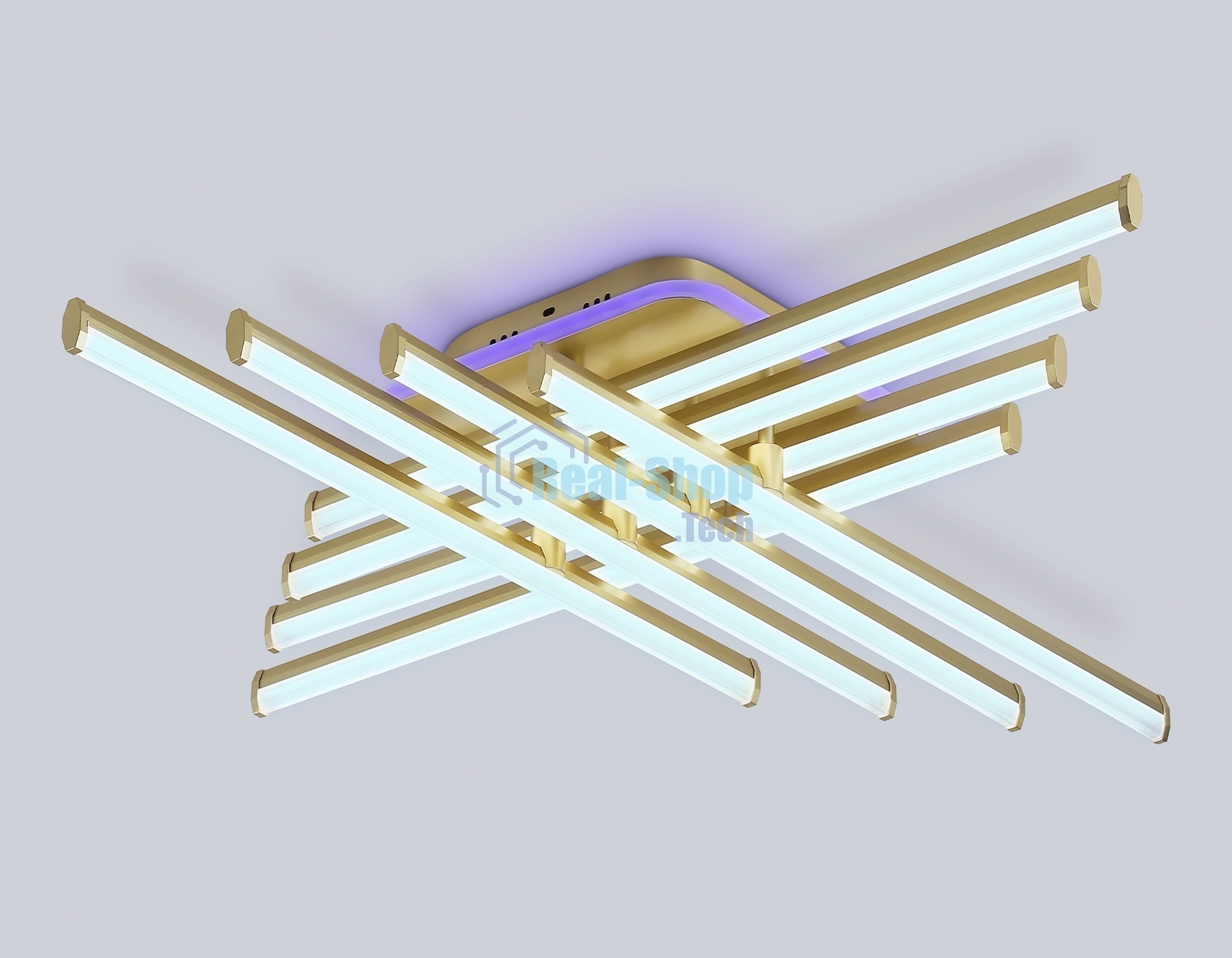 Потолочный светодиодный светильник Ambrella light FL6263 GD золото 115W 3000K-6400K+RGB 810*810*130 (ПДУ ИК)