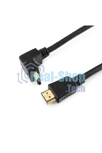 Кабель Cablexpert HDMI CC-HDMI490-15, 19M/19M, v2.0, медь, позол.разъемы, экран, угловой, 4.5м, черный, пакет