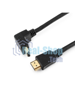 Кабель Cablexpert HDMI CC-HDMI490-15, 19M/19M, v2.0, медь, позол.разъемы, экран, угловой, 4.5м, черный, пакет