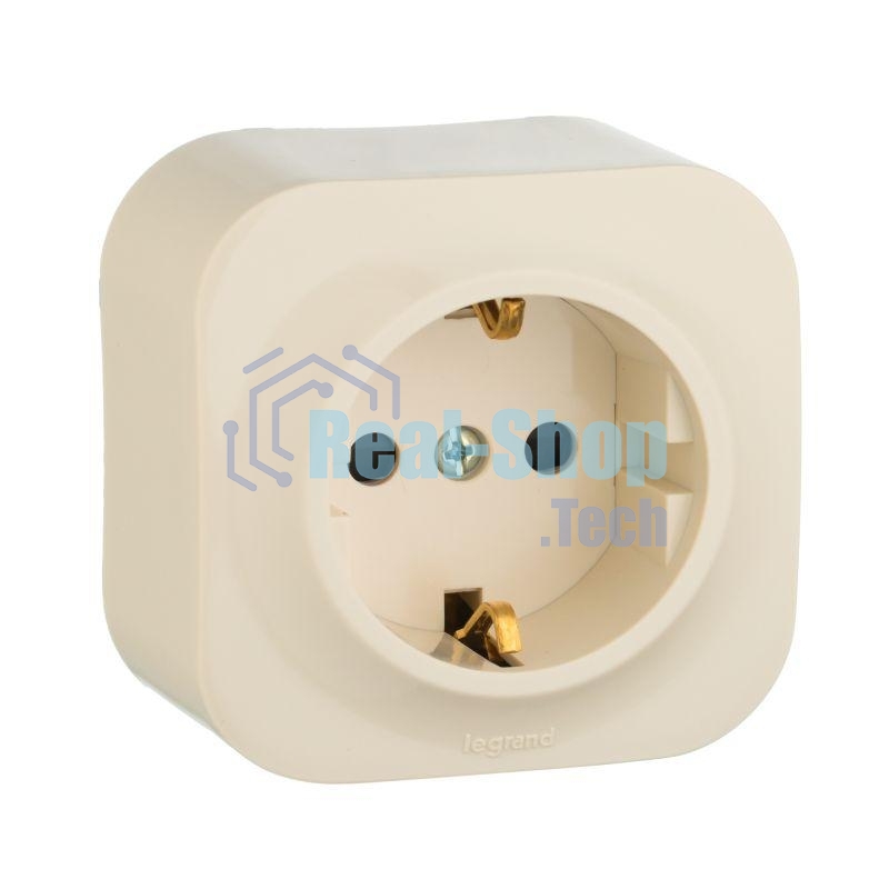 Розетка с заземлением с защитными шторками Legrand 782250 (Слоновая кость)