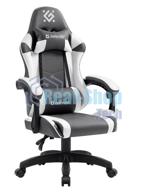 Кресло игровое Defender Fortune серый/белый, класс 4, PU