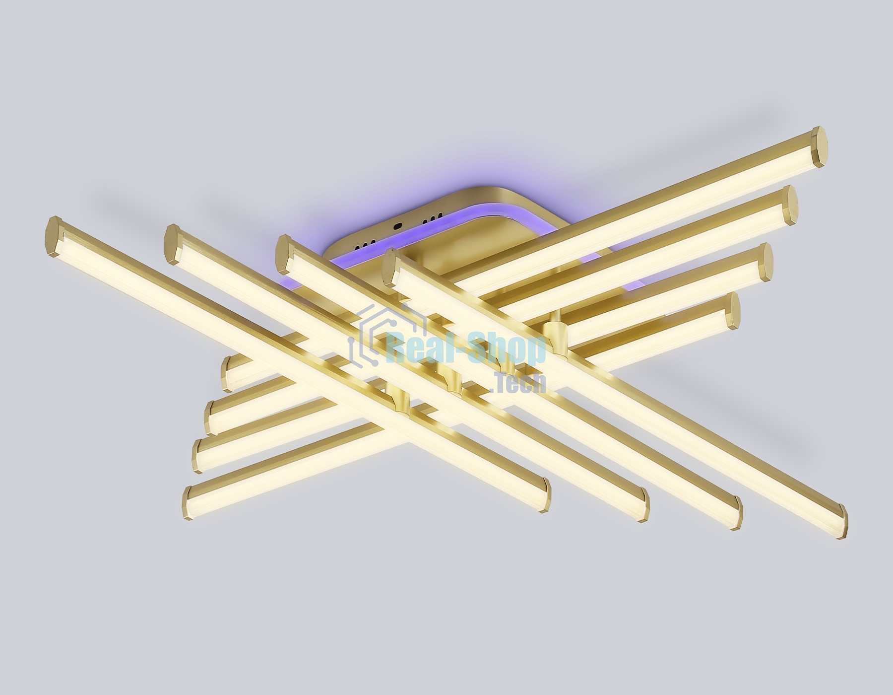Потолочный светодиодный светильник Ambrella light FL6263 GD золото 115W 3000K-6400K+RGB 810*810*130 (ПДУ ИК)