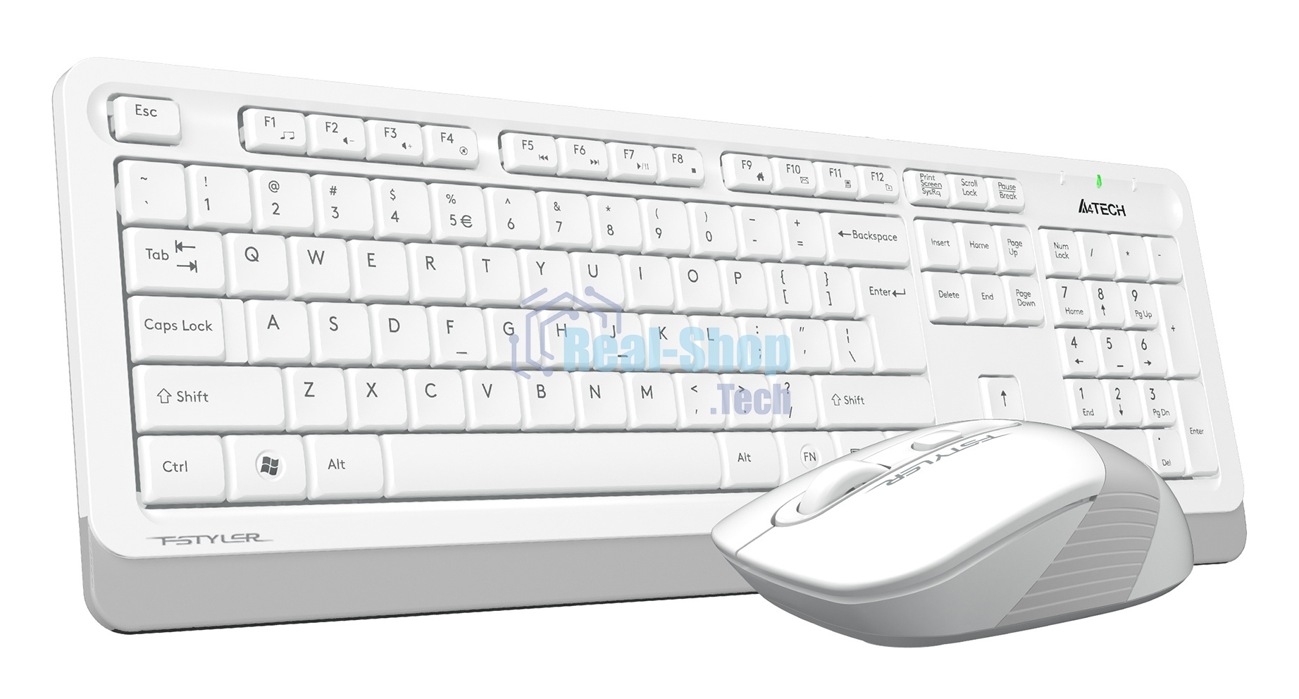 Комплект клавиатура+мышь A4Tech FStyler FG1010S беспроводной, USB, 2000 DPI, белый/серый
