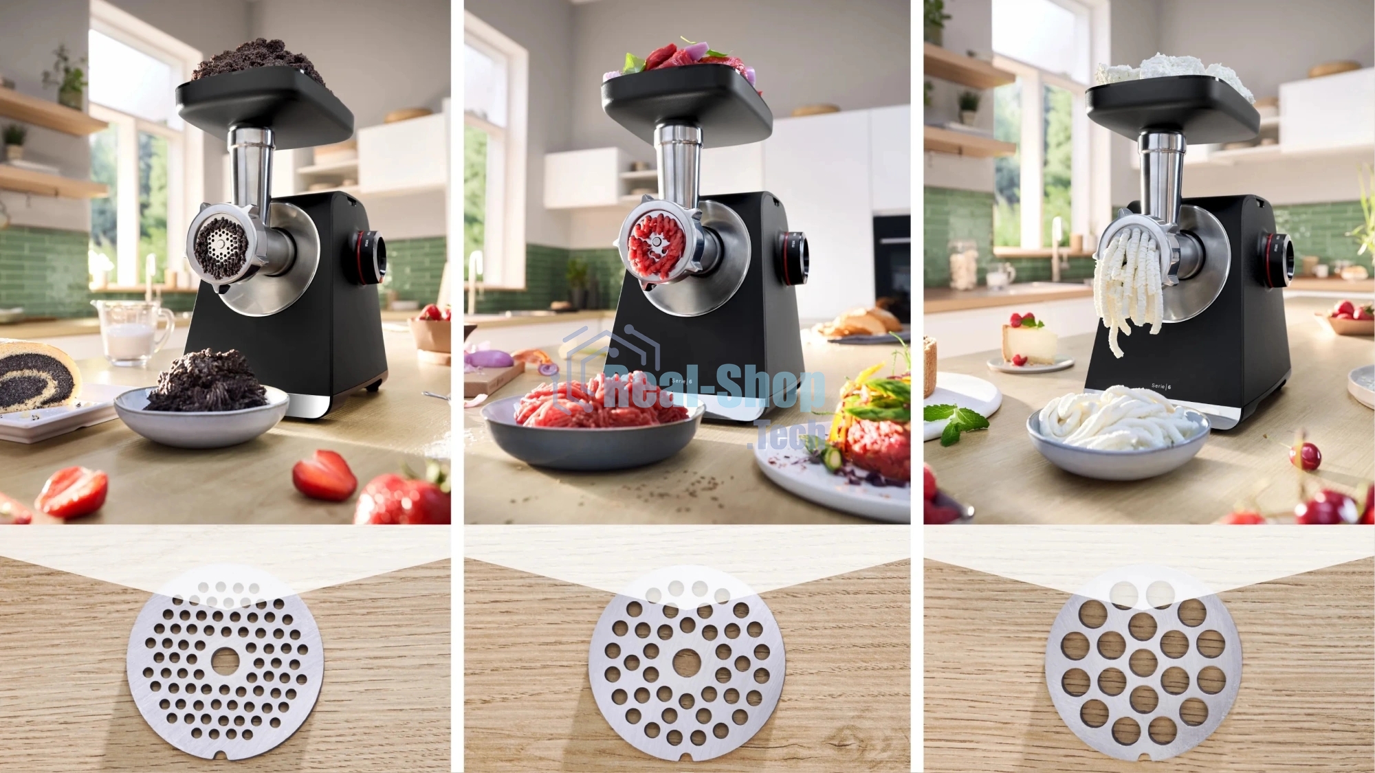 Мясорубка электрическая Bosch MFWS640B черный, 2100 Вт, 3.5 кг/мин, реверс, насадки - 9