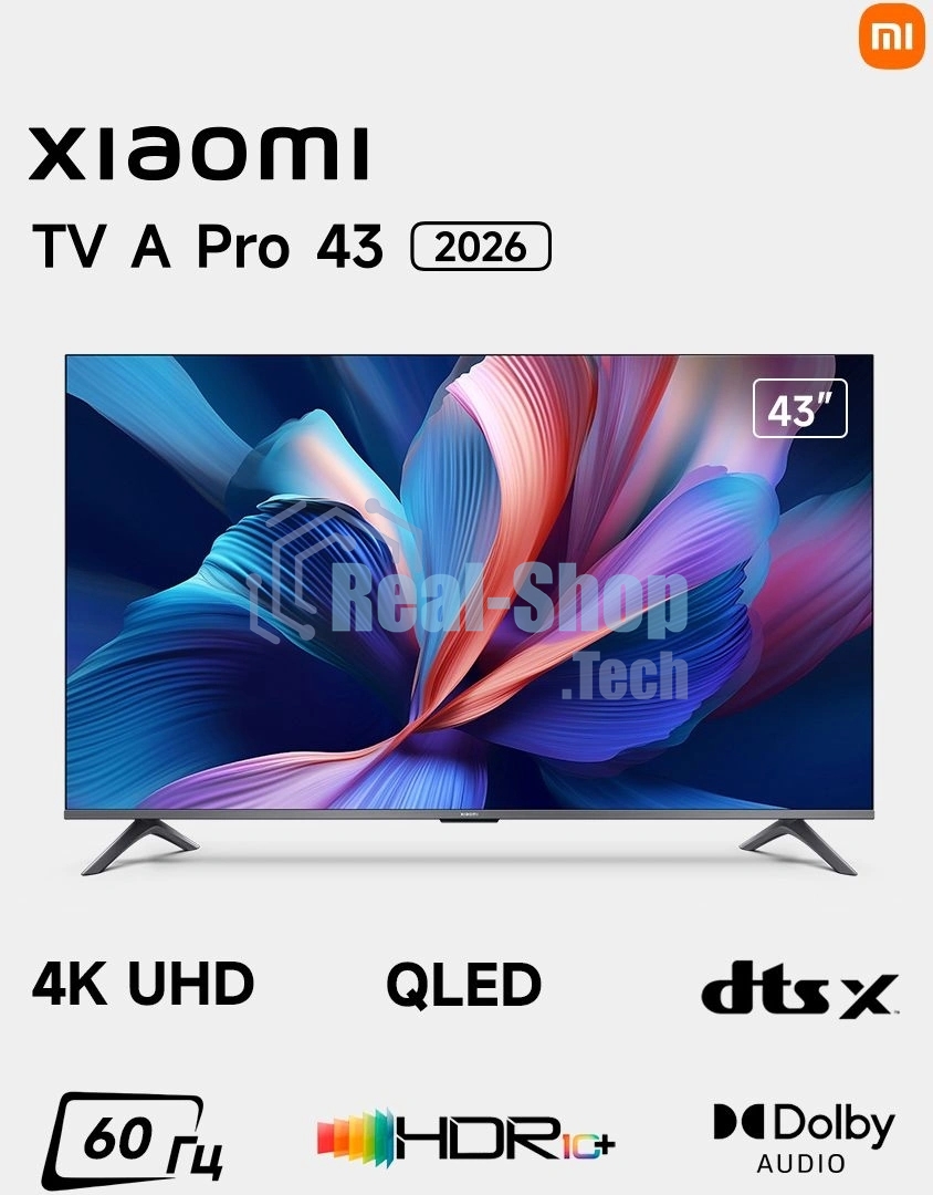 Телевизор Xiaomi TV A Pro 43 2026 L43MB-APRU черный QLED 4K UHD 60Hz Smart TV Google TV