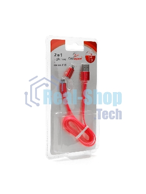Кабель USB2.0 Cablexpert CC-mAPUSB2pk1m, AM/microBM 5P - iPhone lightning, 1м, комбо кабель, алюминиевые разъемы, розовый, блистер