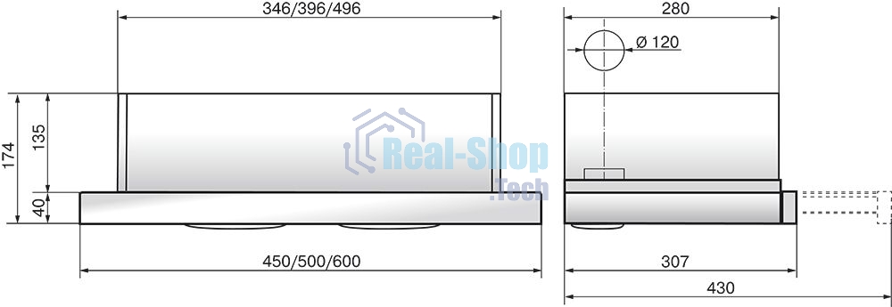 Вытяжка встраиваемая Elikor Интегра 45П-400-В2Л кремовый, 45 см, 400 куб. м/ч, 55 дБ