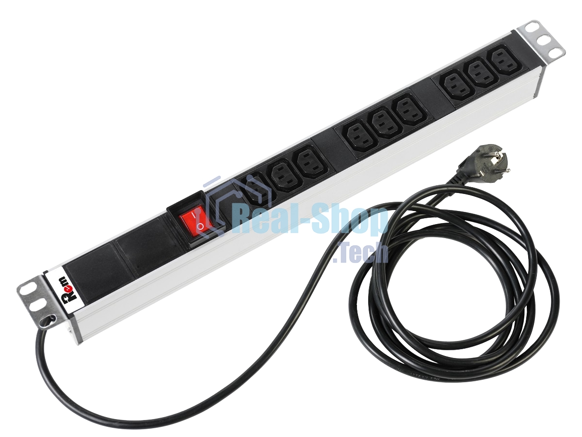 Аксессуар ЦМО Блок розеток Rem-16 с выкл., 9 IEC 60320 C13, 16A, алюм., 19