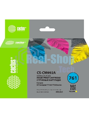 Картридж струйный Cactus CS-CM992A №761 желтый (400мл) для HP HP DesignJet T7100/Т7200