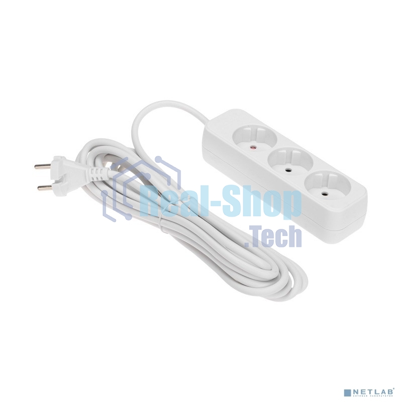 Удлинитель Rexant STANDARD 3 гнезда, 5 м, 2х1,0мм², б/з, белый