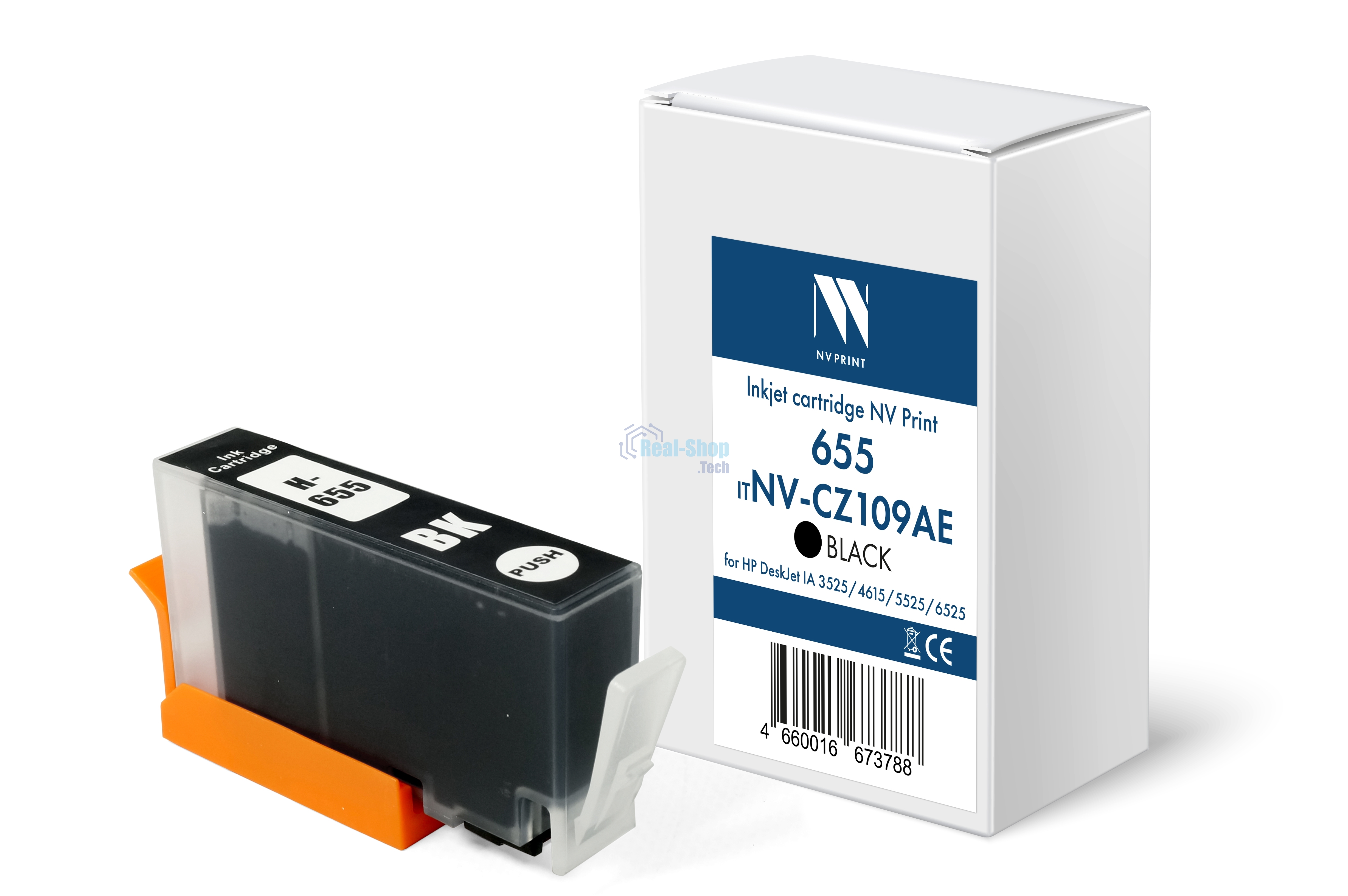 Картридж струйный NVPrint 655 (NV-CZ109AE) черный для HP DeskJet IA 3525/4615/5525/6525 (24 мл) совместимый