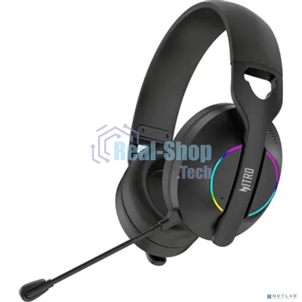 Гарнитура Acer OHR400 чёрный, беспроводная + проводная, USB/mini jack 3.5 мм, до 45 ч, подсветка