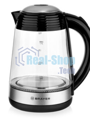 Чайник электрический BRAYER BR1012 2200 Вт, 1.7 л, высококач.стекло, подсвет, автоотключ при закипании