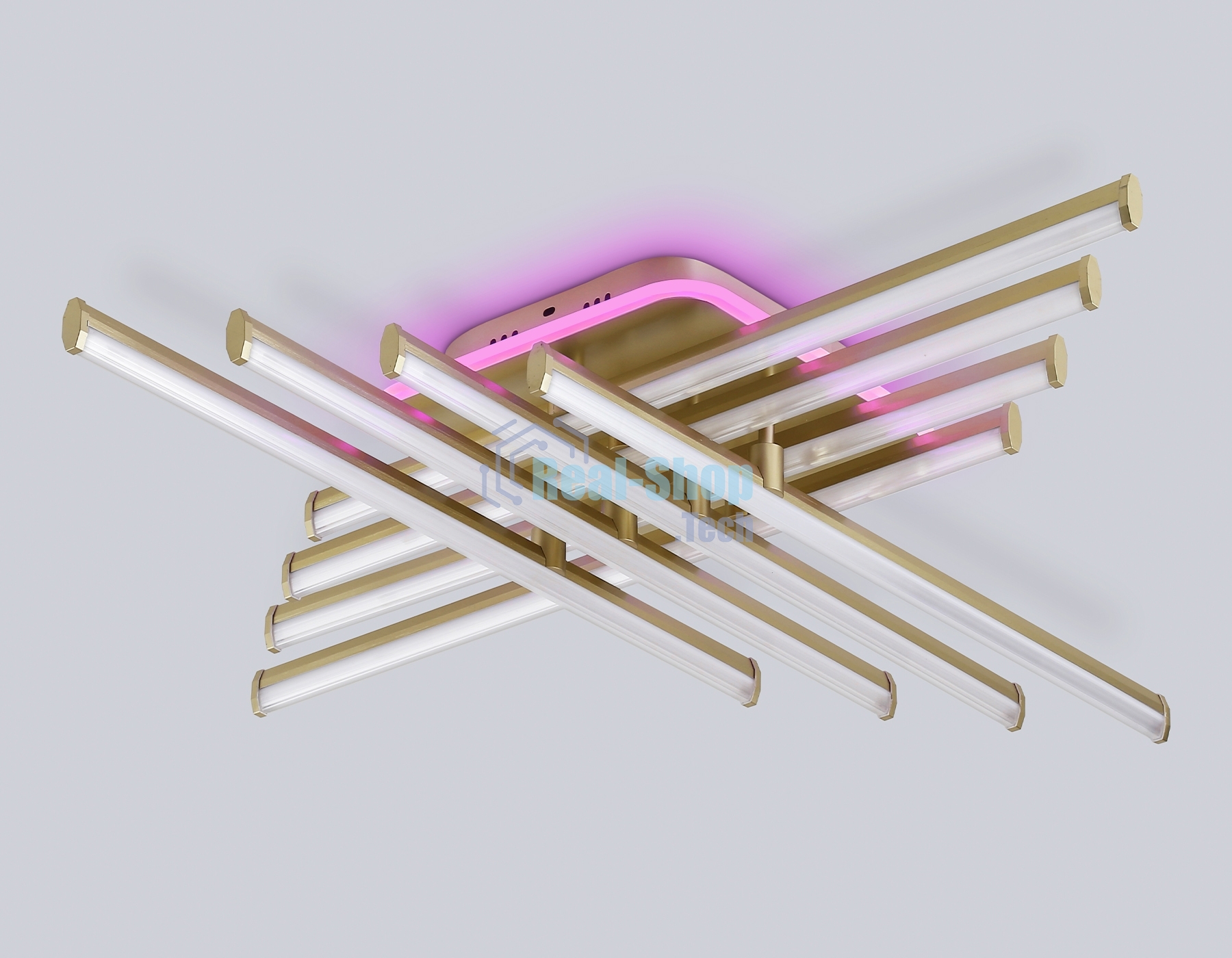 Потолочный светодиодный светильник Ambrella light FL6263 GD золото 115W 3000K-6400K+RGB 810*810*130 (ПДУ ИК)