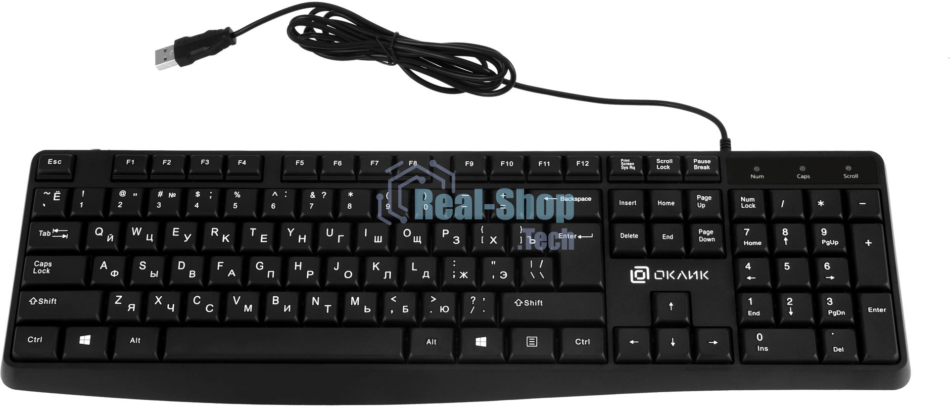 Клавиатура проводная Oklick 145M, USB, черный
