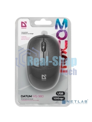 Мышь проводная Defender Datum MS-980 черный, 1000 dpi, USB, кнопки - 3
